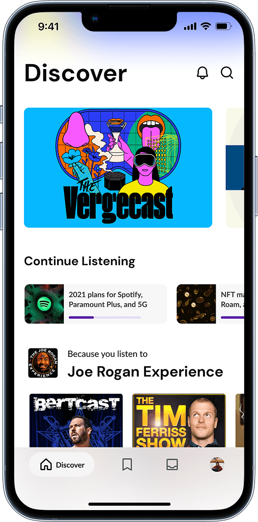 Discovery screen 1 - Main discovery interface