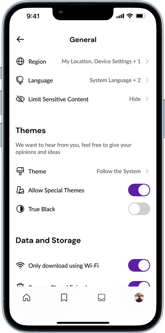 Management screen 2 - Settings overview